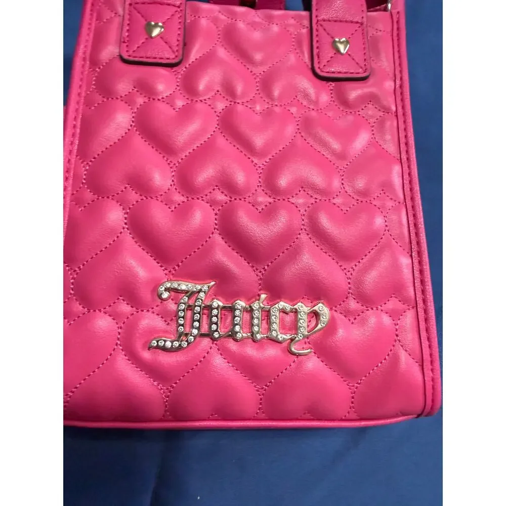 JUICY CUTURE HOT PINK PURSE‎ BARBIE Y2K STYLE QUILTED HEARTS